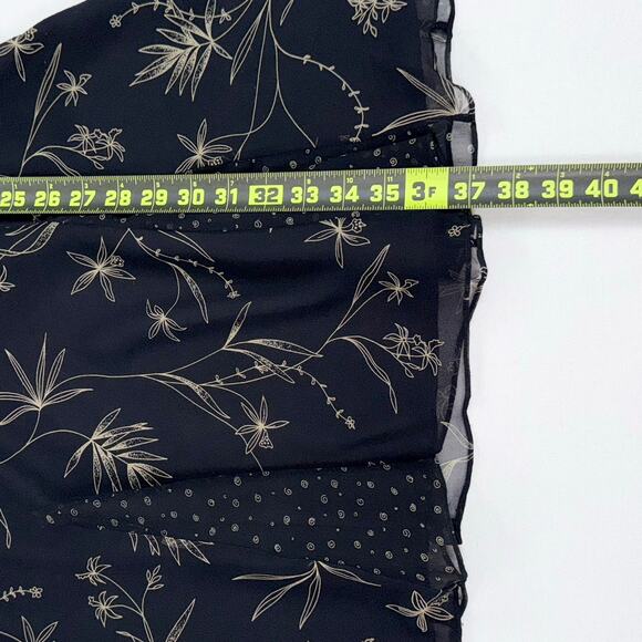 Robbie Lee Women's Vintage 90s Whimsy Floral Silk Mini Dress Size 6 Black - Picture 14 of 15